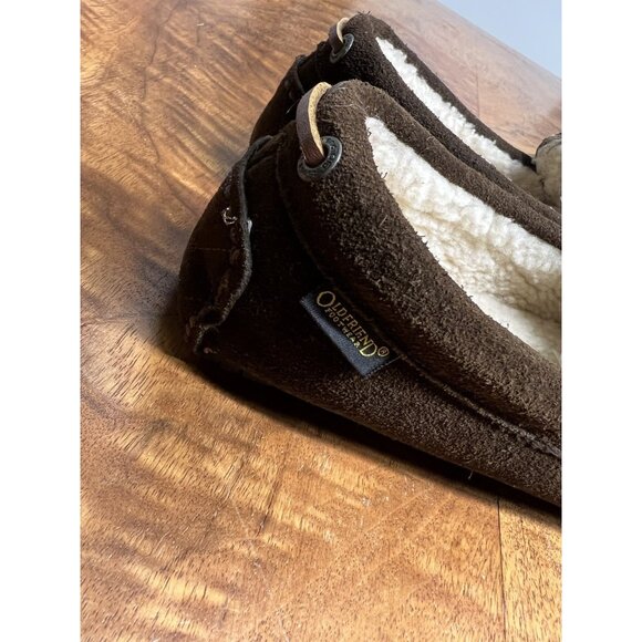 Old Friend Women’s 9 Brown Kelly Slippers/Moccasins Suede Leather Laces Loafers - Picture 5 of 6